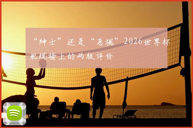 “绅士”还是“恶棍”2026世界杯犯规榜上的两极评价